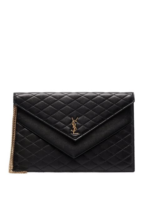 Saint Laurent Gaby Quilted Envelope Clutch .